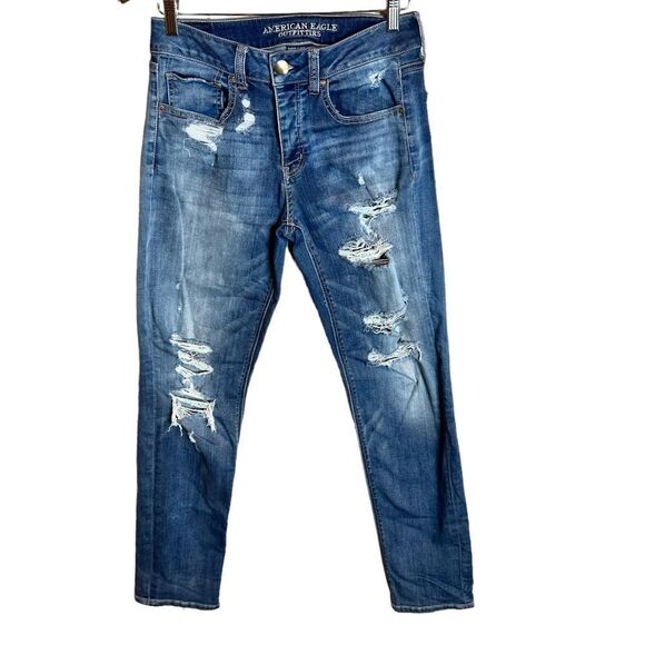 American Eagle tom girl jeans size 4 button fly medium acid wash - Picture 1 of 7